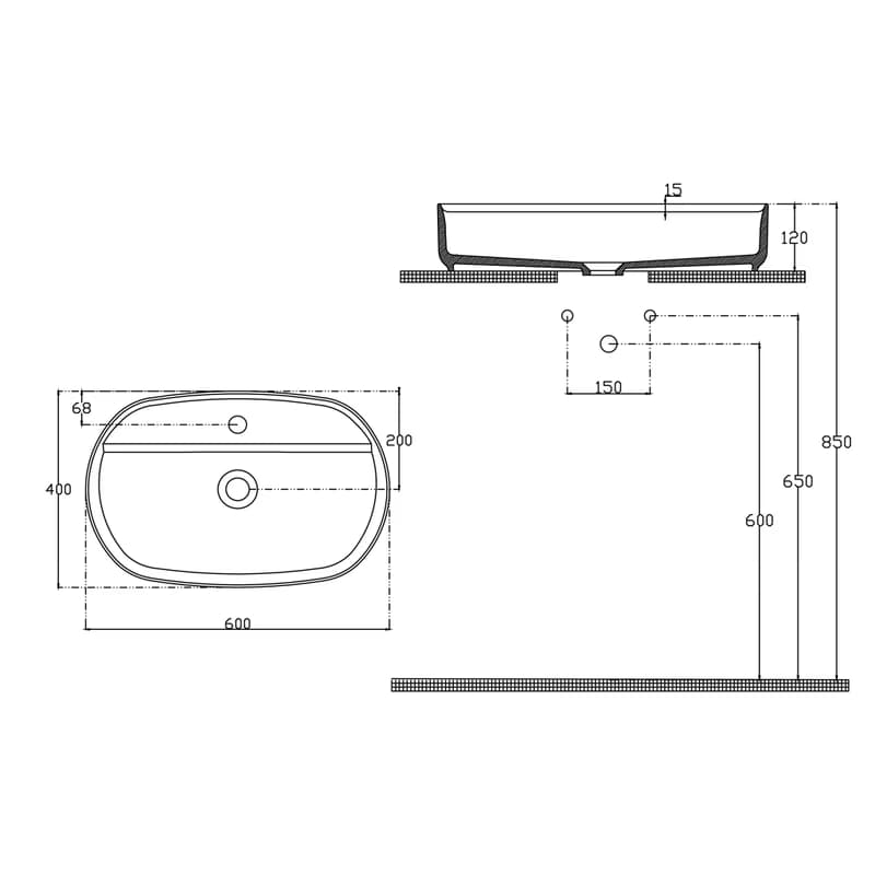 ISVEA - INFINITY OVAL keramické umývadlo na dosku, 60x40cm, Ivory 10NF65060-2K 2
