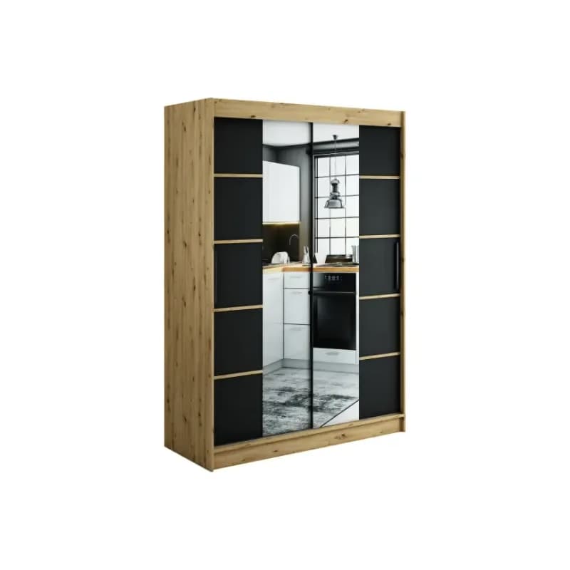 Skriňa Halifax V4 150 Dub Artisan/čierna/Zrkadlo