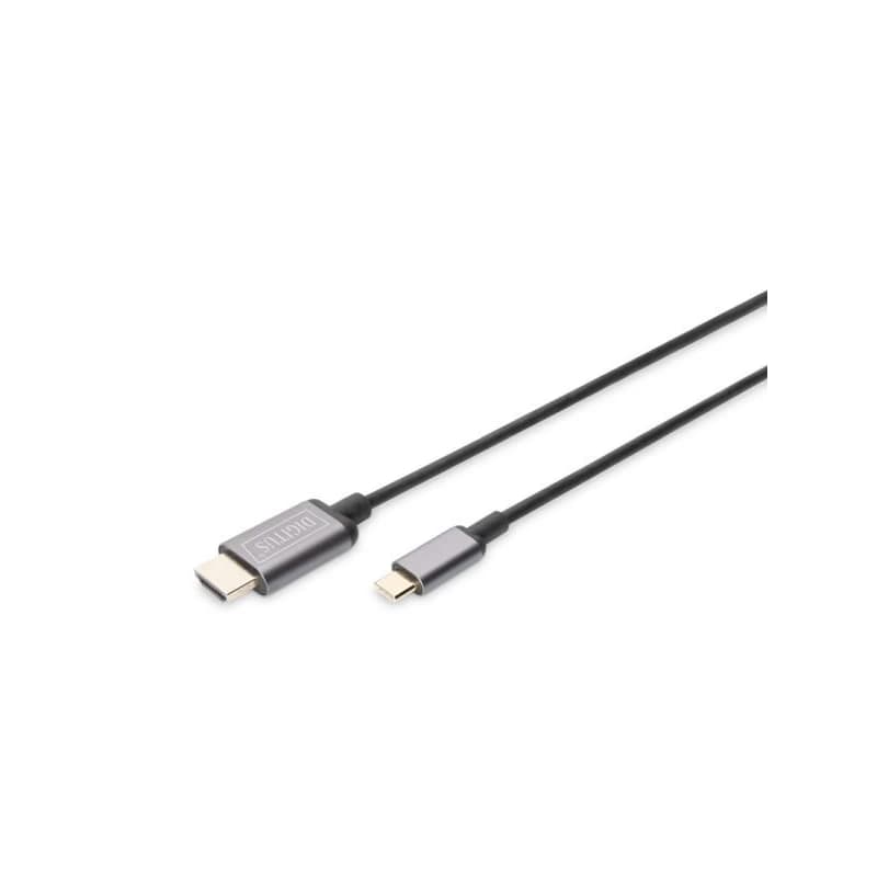 Digitus USB-C - HDMI káblový adaptér, 1,8 m 4K/30 Hz, čierny, kovový kryt 4