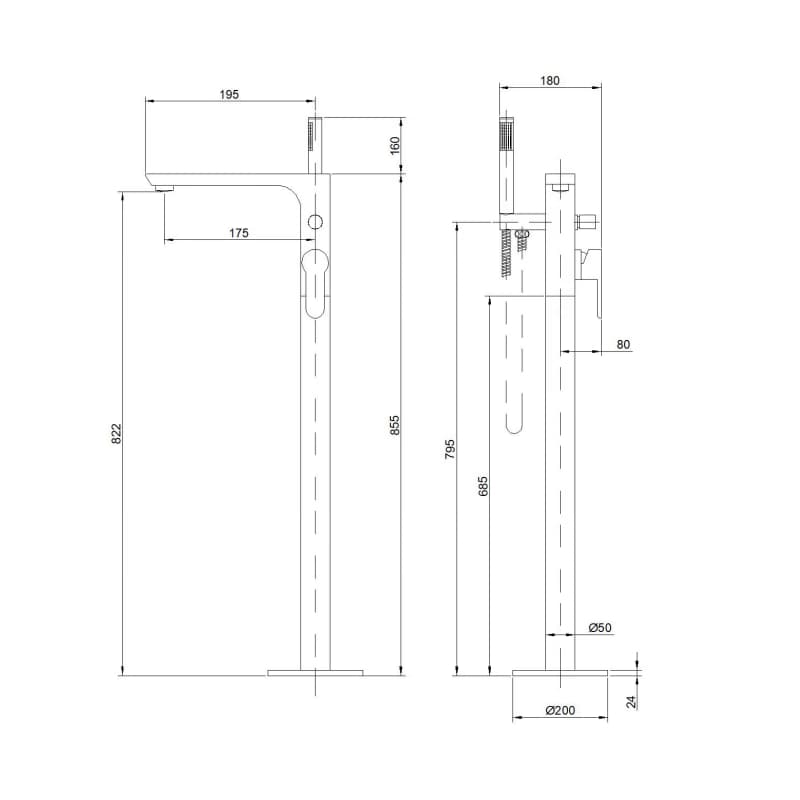 INVENA - Voľne stojaca vaňová batéria GLAMOUR Chrom BW-02-W01-V 2