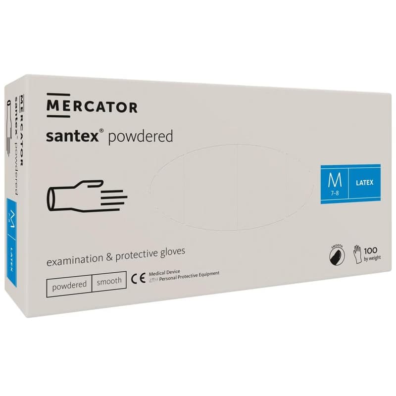 SANTEX POWDERED – Latexové púdrované rukavice telové, 100 ks, M 3