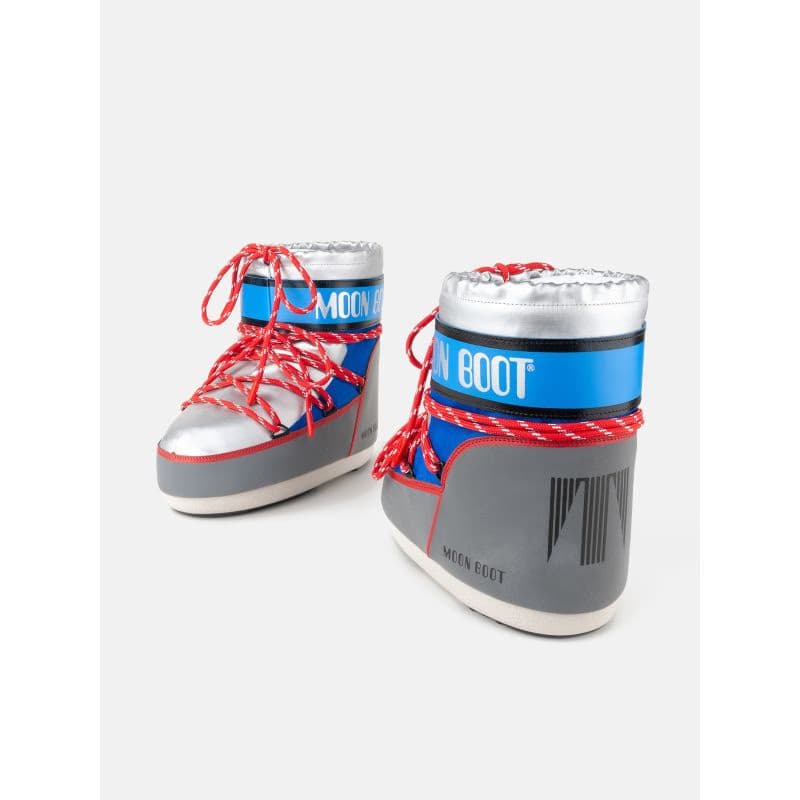 Nízke zimné topánky MOON BOOT MB ICON LOW SPACE RACING-HF04 SILVER BLUE RED 2