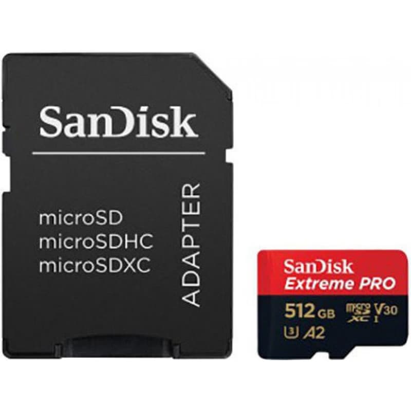 SanDisk micro SDXC karta 512GB Extreme PRO (200 MB/s Class 10, UHS-I U3 V30) + adaptér 6