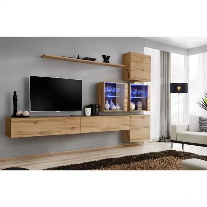 Obývacia stena Switch XIX Sklo +LED  Wotan 1