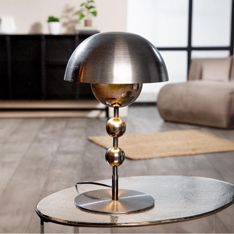 Guľová stolová lampa Metallique, strieborná 1