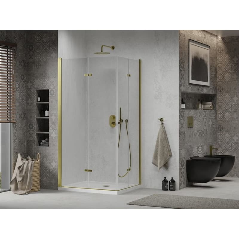 MEXEN/S - Lima Duo sprchovací kút 80x70, transparent, zlatá + vanička so sifónom 856-080-070-50-02-4010G 2