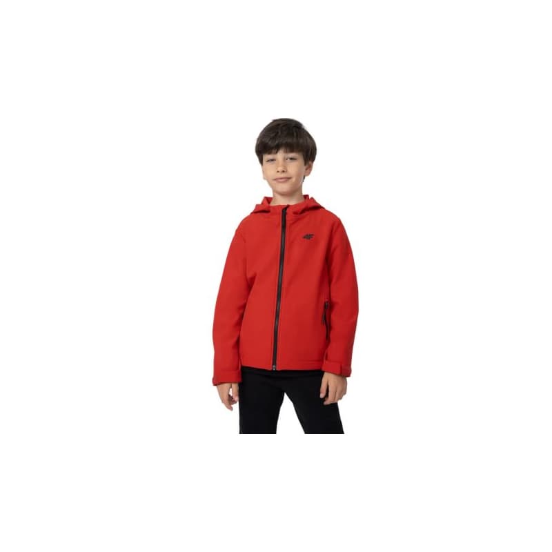 Chlapčenská turistická softshellová bunda 4F JUNIOR SOFTSHELL JACKET M091-62S-RED