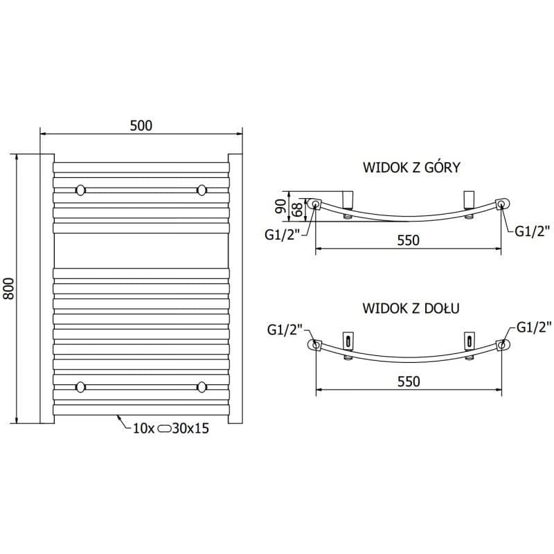MEXEN - Helios vykurovací rebrík/radiátor 800 x 600 mm, 355 W, chróm W103-0800-600-00-01 2