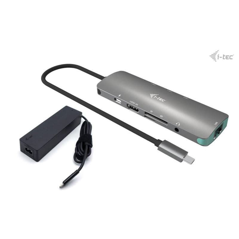i-tec USB-C Metal Nano Docking Station 4K HDMI LAN with Power Delivery 100W + i-tec Universal Charger 100W 1