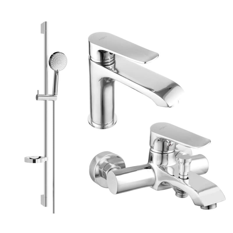 MEXEN/S - Pecos DS75 Set umývadlové a vaňové batérie s príslušenstvom, chróm 72703DS75-00
