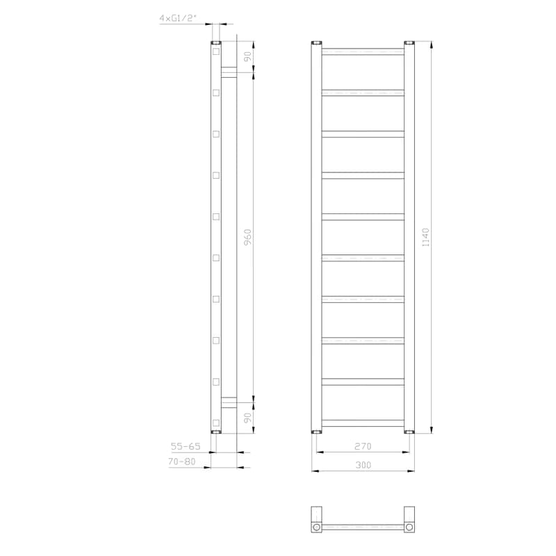 SAPHO - METRO LIGHT vykurovacie teleso 300x1140 biela IR444T 2