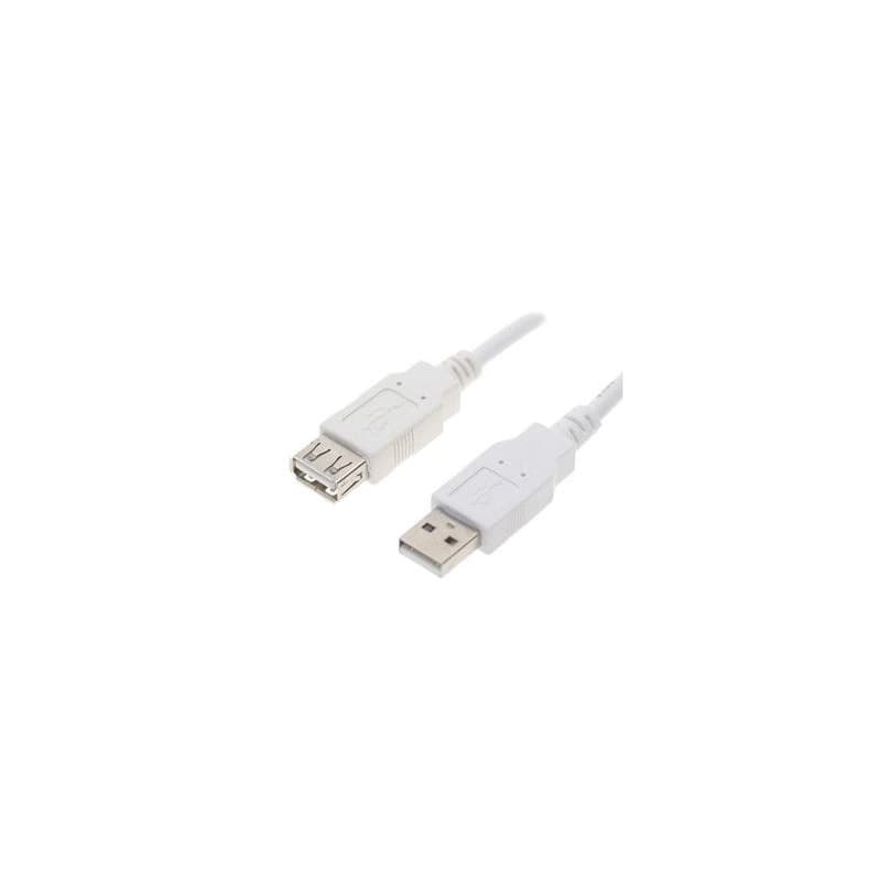 USB predlžovačka (2.0), USB A samec - USB A samica, 0.3m, biela