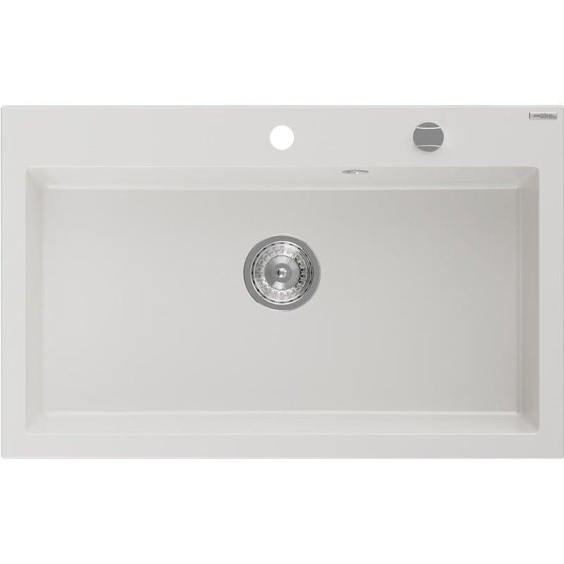 MEXEN MEXEN - Elix granitový drez 1-miska 800 x 500 mm, biela, sifón chróm 6527801005-20