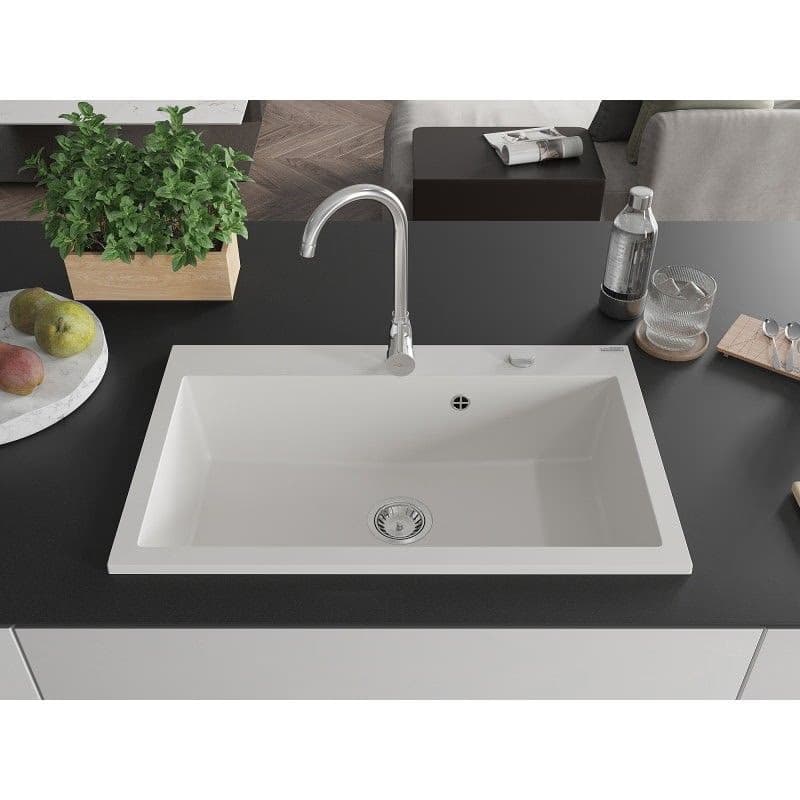 MEXEN MEXEN - Elix granitový drez 1-miska 800 x 500 mm, biela, sifón chróm 6527801005-20 5