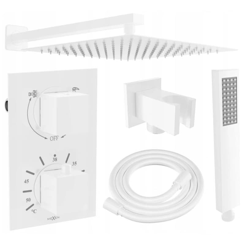 MEXEN/S MEXEN/S - Cube DR02 podomietkový sprchový SET + slim sprcha 25, biela 77502DR0225-20 1