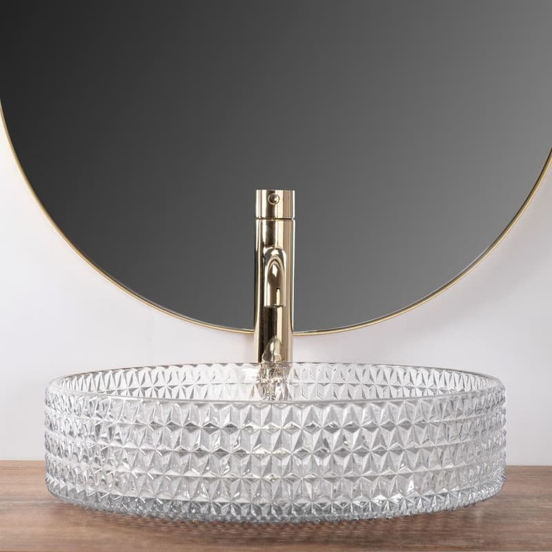 REA - Umývadlo na dosku Cristal Transparent 39 Gold brush Ring REA-U8881 5