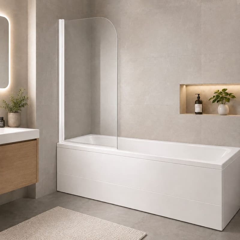OLSEN SPA - Vaňová zástena LUCCA - Farba rámu zásteny - Hliník biely, Rozmer A - 75 cm, Smer zatváranie - Univerzálny Ľavé / Pravé, Výplň - Číre bezpečnostné sklo - 6 mm OLVLUC76 1