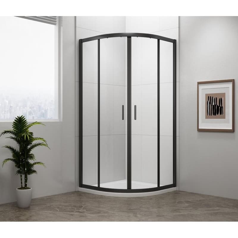 POLYSAN - EASY BLACK štvrťkruhová sprchová zástena 800x800, L/R, číre sklo EL2515B