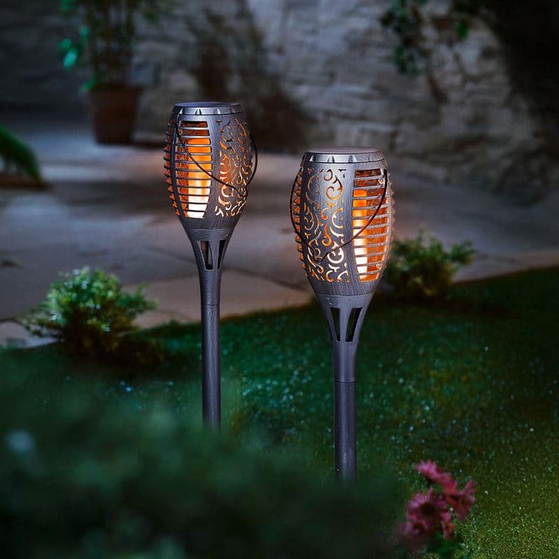 LED Záhradný zápich Flame, strieborný, 2 kusy 1