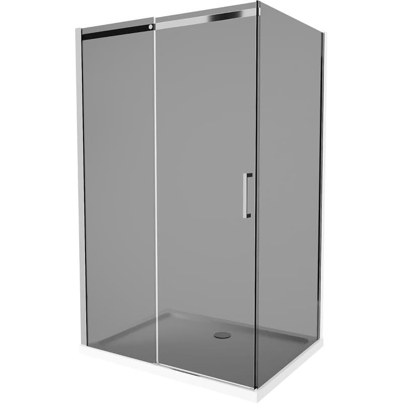 MEXEN/S - Omega sprchovací kút 120 x 90, grafit, chróm + vanička so sifónom 825-120-090-01-40-4010 1