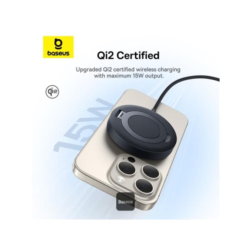 Baseus bezdrôtová nabíjacia magnetická podložka Simple Mini4 Qi2 15W čierna 3