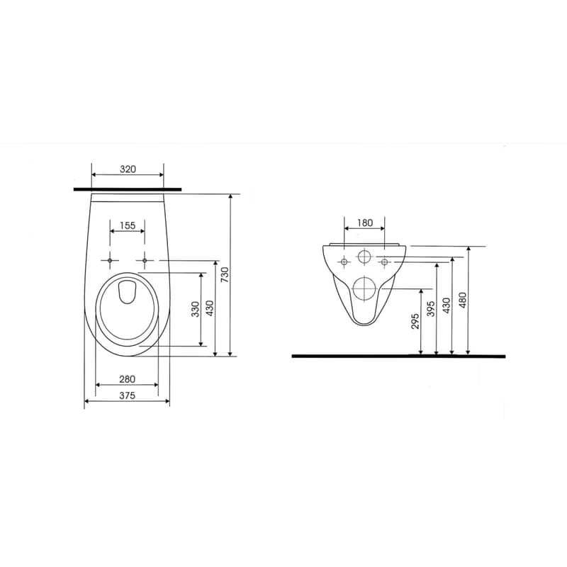SAPHO - HANDICAP WC závesné predĺžené, Rimless, 37,5x73cm, biela K670-002 3
