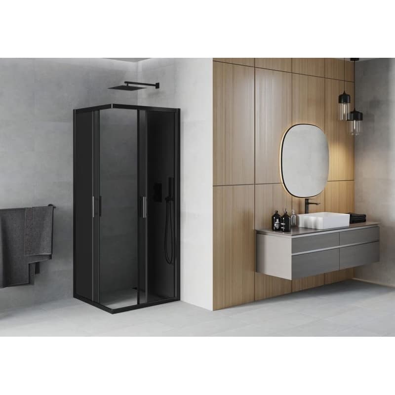 MEXEN - Rio sprchovací kút štvorec 80 x 80, grafit, čierna 860-080-080-70-40 3
