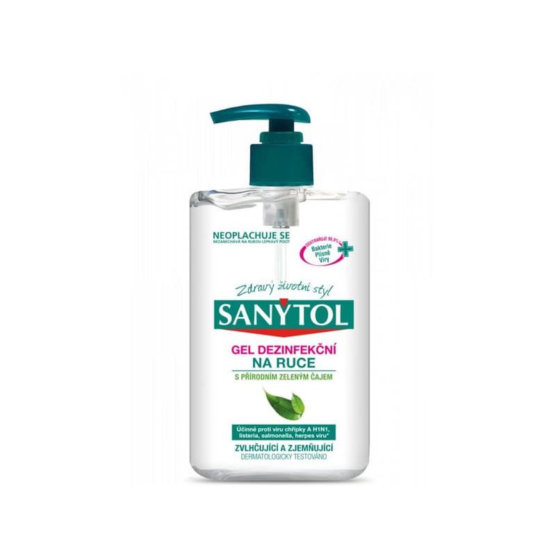 Dezinfekcia rúk gél Sanytol zelený čaj 250ml 1