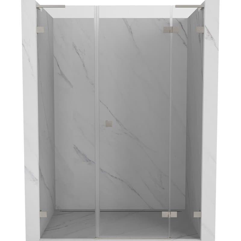 MEXEN/S - Lunar L sprchové dvere krídlové pravé 145, transparent, nikel kartáčovaný 834SL-145-050-97-00-P