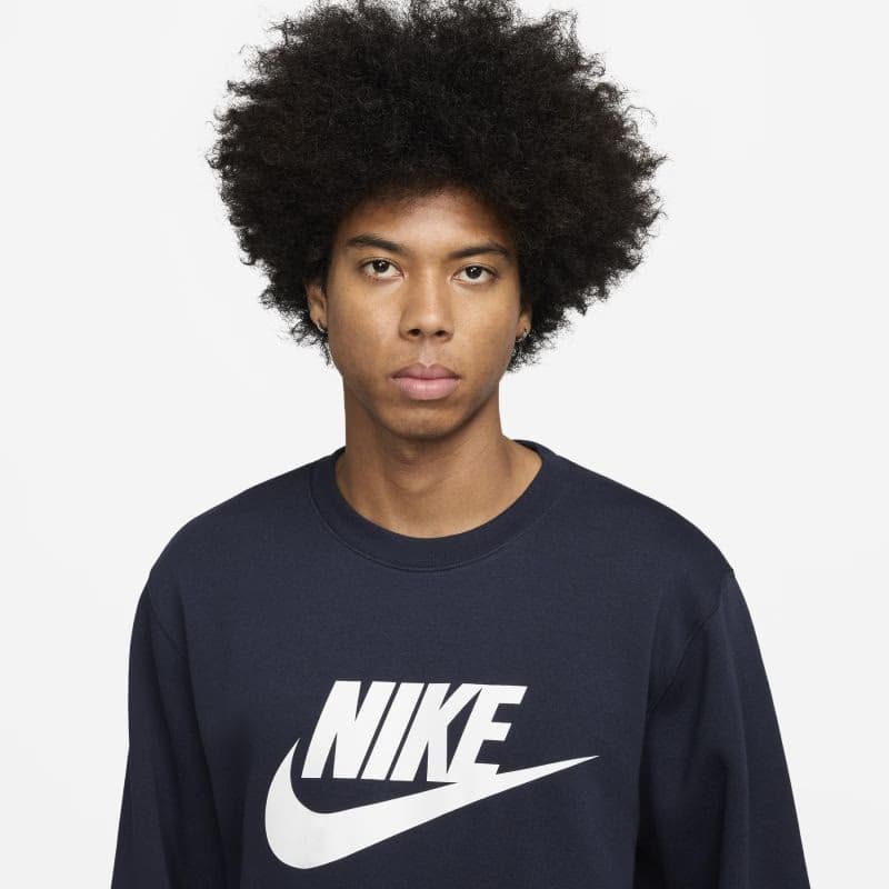 Pánska zateplená mikina NIKE M NK CLUB BB GFX CREW OBSIDIAN WHITE 3