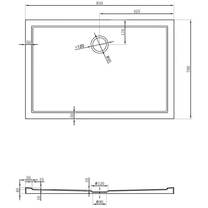 MEXEN - Flow sprchová vanička obdĺžniková slim 70 x 85, čierna mat 46R707085 6