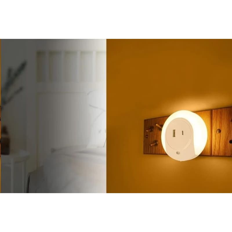 WG - Nočné LED svetlo do zásuvky s USB / WG FireFly / white 2