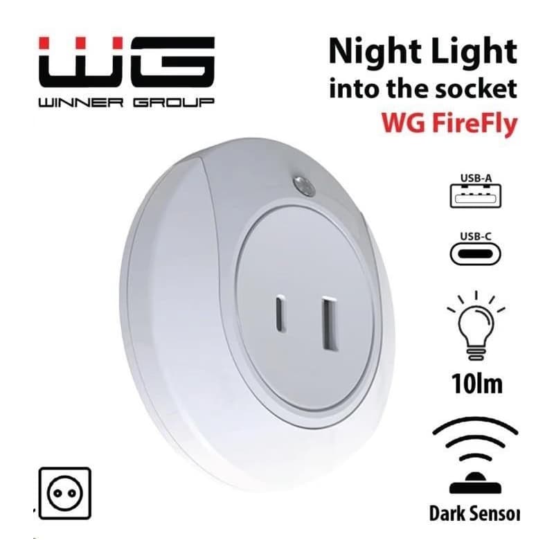 WG - Nočné LED svetlo do zásuvky s USB / WG FireFly / white 3