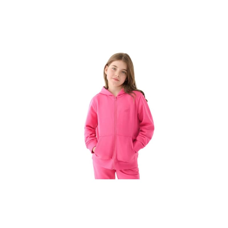 Dievčenská mikina so zipsom 4F JUNIOR SWEATSHIRT-JWMM00TSWSF1315-55S-HOT PINK