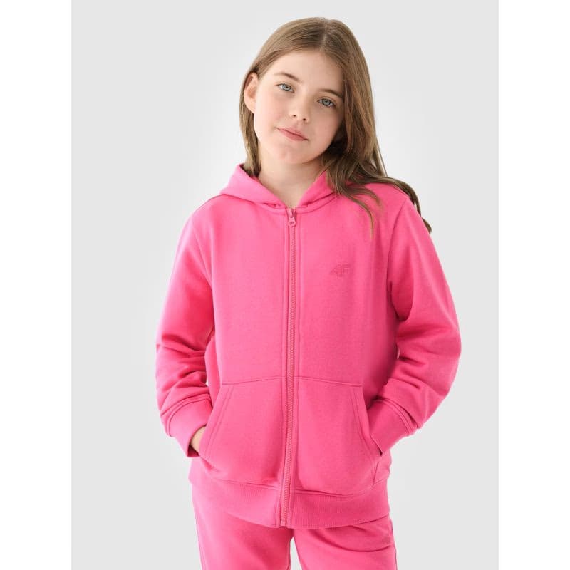 Dievčenská mikina so zipsom 4F JUNIOR SWEATSHIRT-JWMM00TSWSF1315-55S-HOT PINK 2