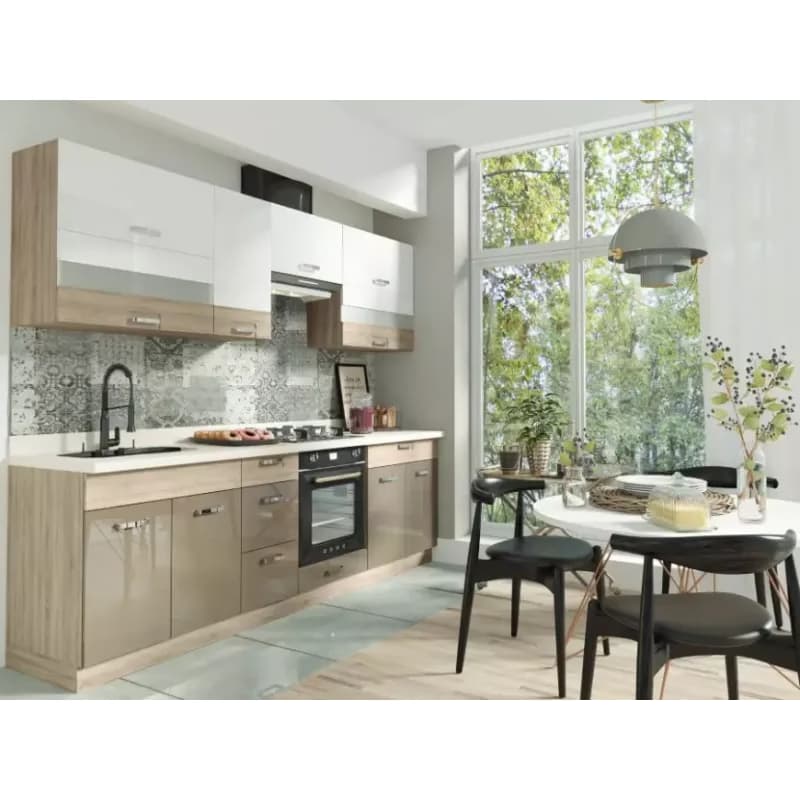 Kuchynská linka Premio 260 C plus sonoma/biela/cappuccino lesk BB 1