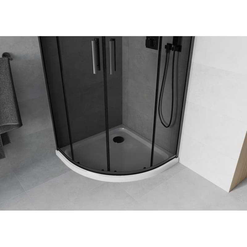 MEXEN/S - Rio sprchovací kút štvrťkruh 90x90, grafit, čierna + biela vanička so sifónom 863-090-090-70-40-4110B 5