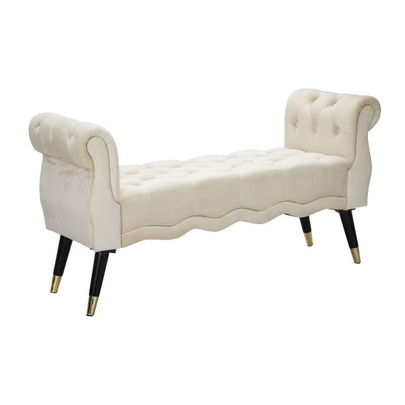 Estila Dizajnová zámocká lavica Richetti s klasickými zahnutými opierkami a chesterfield prešívaním krémová béžová 120 cm 1