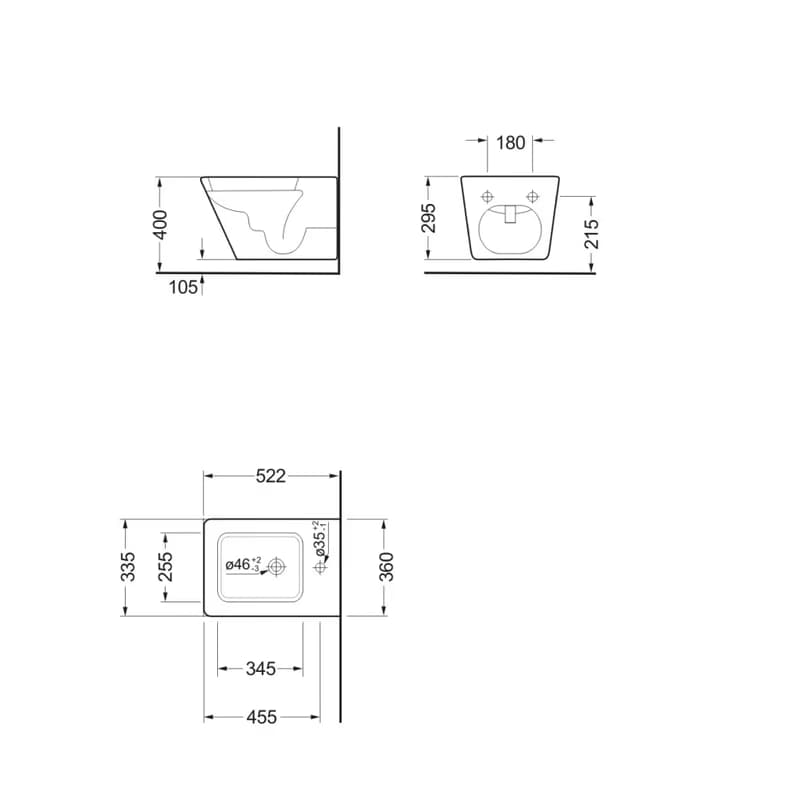 SAPHO - PORTO bidet závesný, 36x52cm. biela PZ4015 2