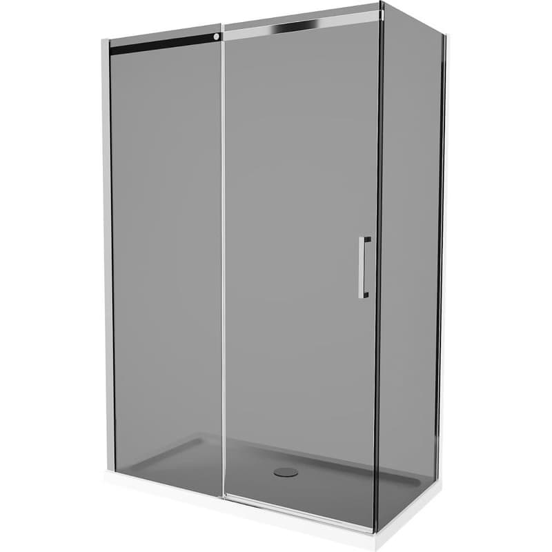 MEXEN/S - Omega sprchovací kút 140 x 80, grafit, chróm + vanička vrátane sifónu 825-140-080-01-40-4010 1