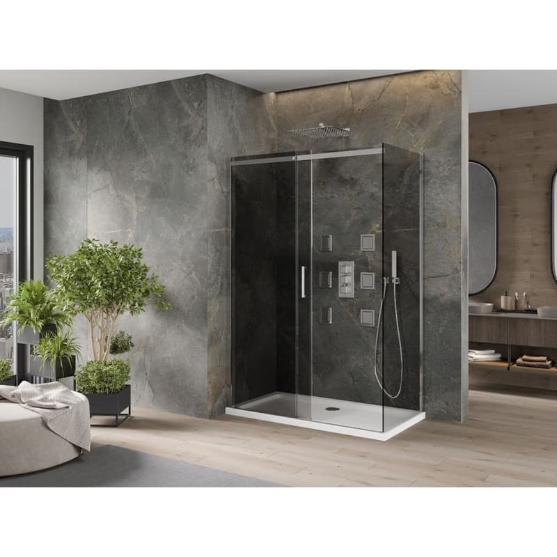 MEXEN/S - Omega sprchovací kút 140 x 80, grafit, chróm + vanička vrátane sifónu 825-140-080-01-40-4010 3