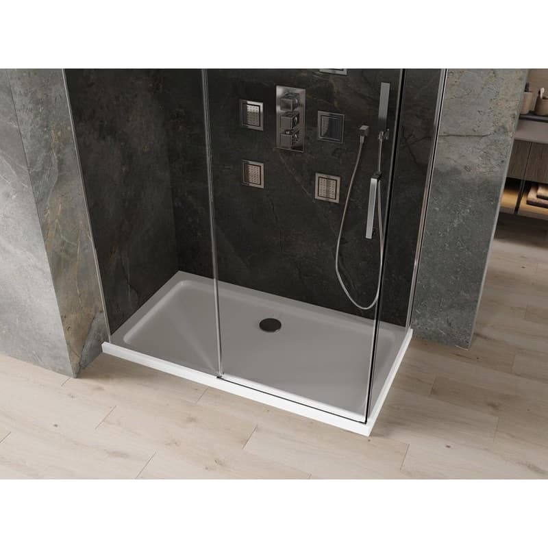 MEXEN/S - Omega sprchovací kút 140 x 80, grafit, chróm + vanička vrátane sifónu 825-140-080-01-40-4010 4
