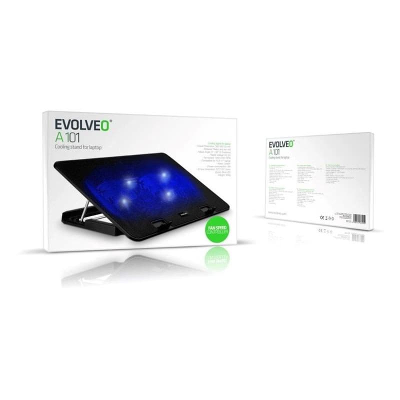 EVOLVEO Chladiaca podložka pre NTB A101, až 17", 2x 120mm Ventilátor, Modré podsvietenie, čierna 6