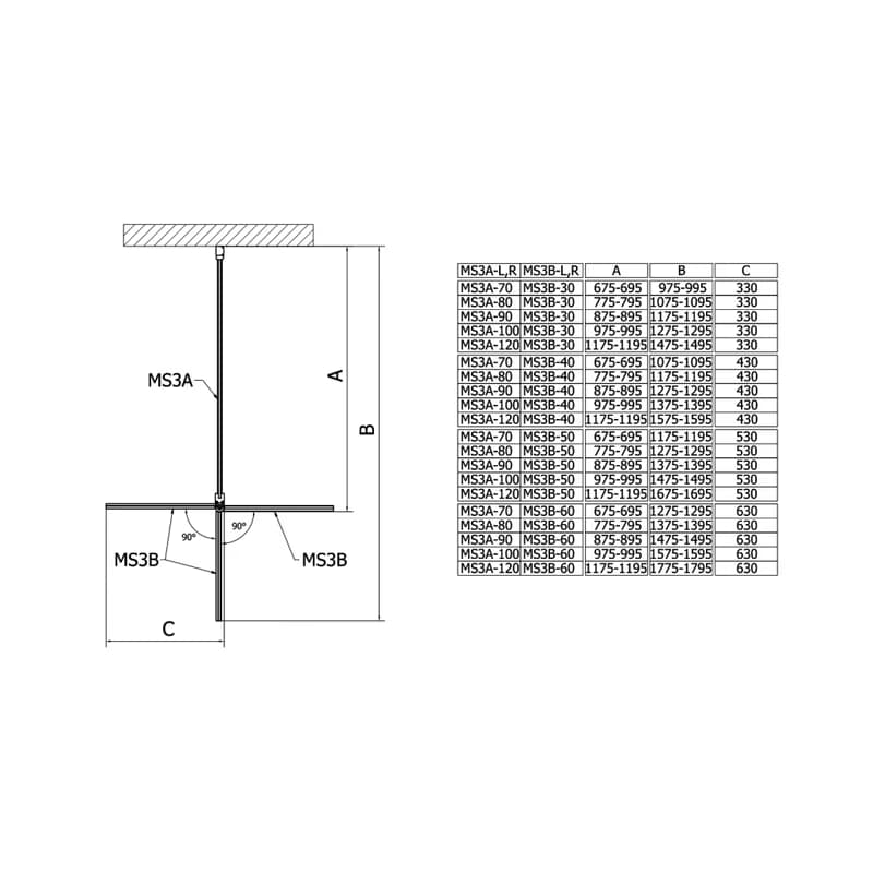 POLYSAN - MODULAR SHOWER stena na inštaláciu na múr, pre pripojenie otoč.panelu 1000  MS3A-100 5