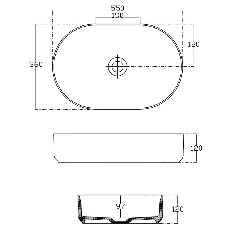 ISVEA - INFINITY OVAL keramické umývadlo na dosku, 55x36cm, antracit 10NF65055-2C 2