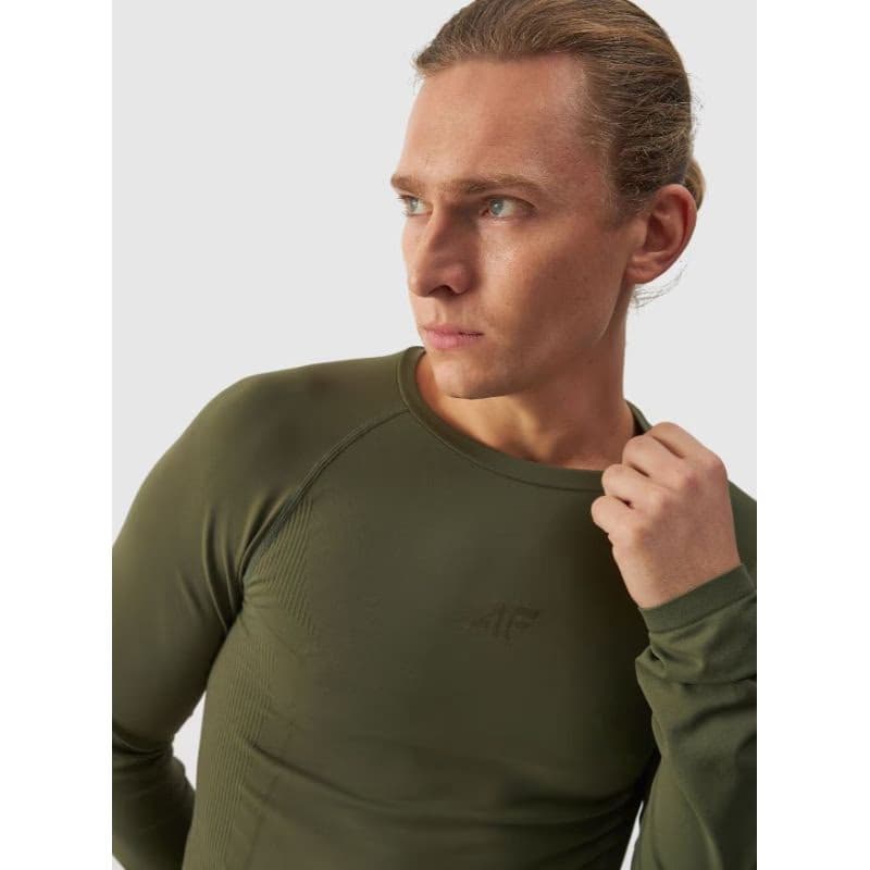 Pánske termo tričko s dlhým rukávom 4F SEAMLESS UNDERWEAR-WAW24USEAM172-43S-KHAKI 2