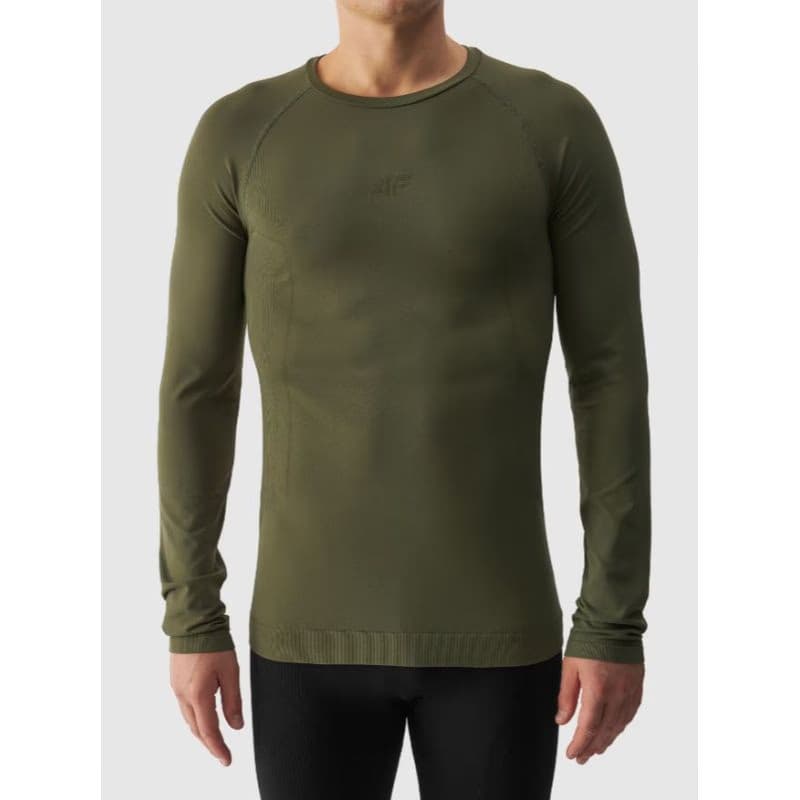 Pánske termo tričko s dlhým rukávom 4F SEAMLESS UNDERWEAR-WAW24USEAM172-43S-KHAKI 3
