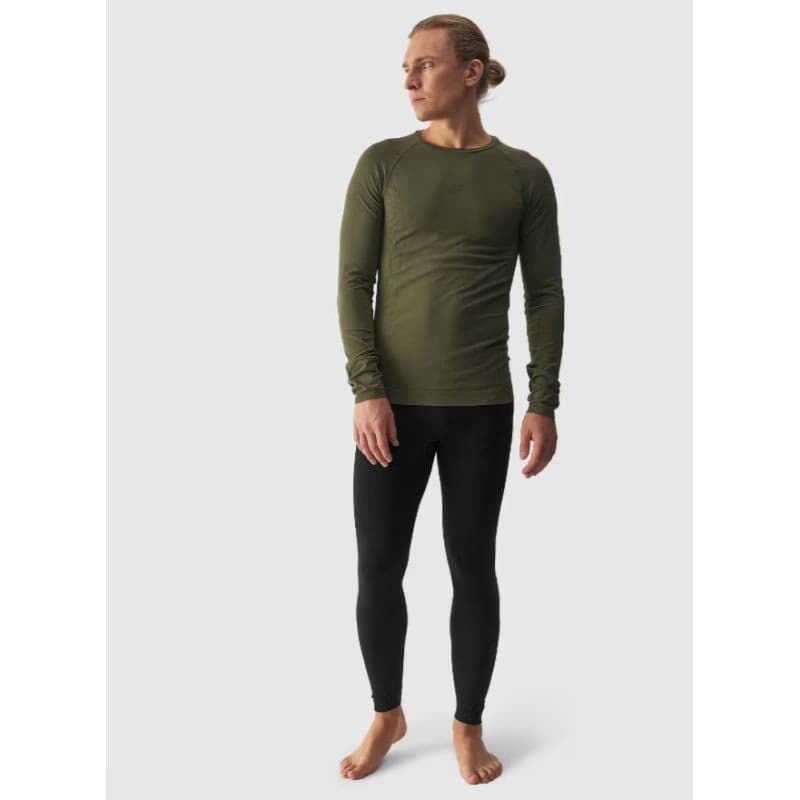 Pánske termo tričko s dlhým rukávom 4F SEAMLESS UNDERWEAR-WAW24USEAM172-43S-KHAKI 5