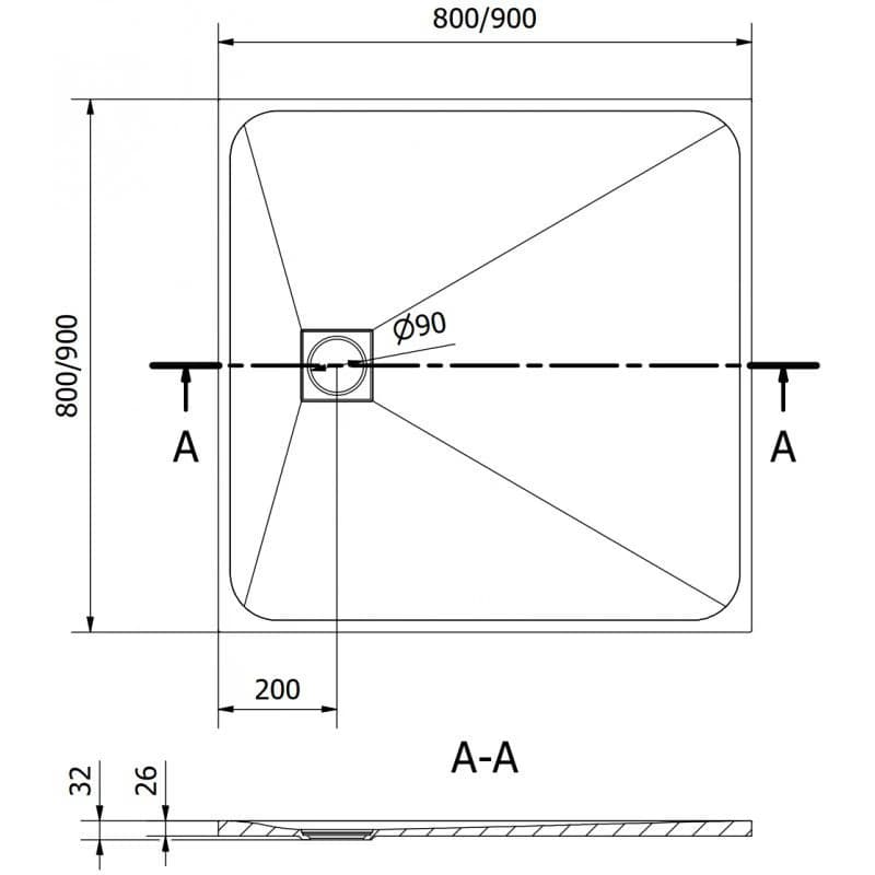 MEXEN - Bert štvorcová sprchová vanička SMC 80 x 80, sivá 4K618080 2