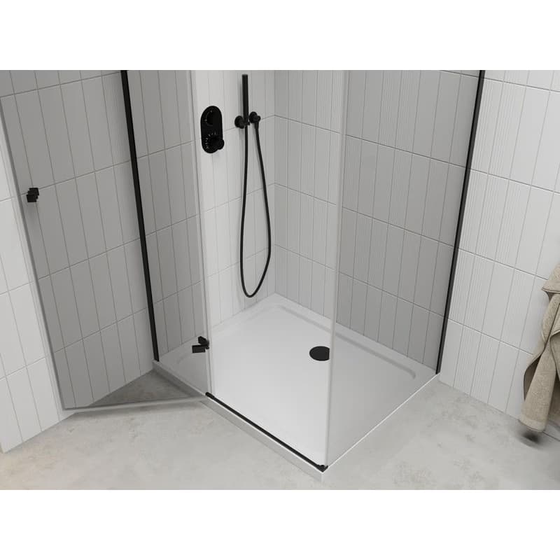 MEXEN/S - Roma sprchovací kút 100x80, transparent, čierna + biela vanička so sifónom 854-100-080-70-00-4010B 5